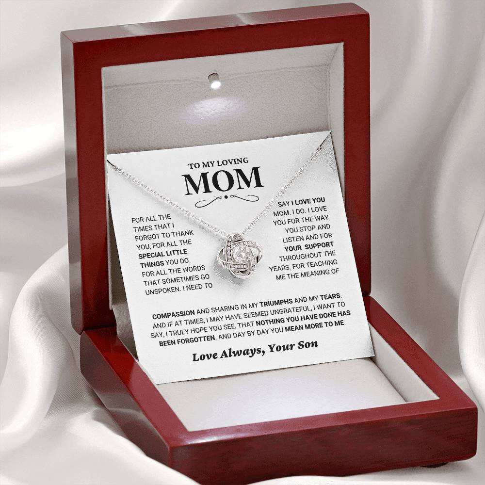 Mom Gift "You Mean More" Knot Necklace From Son