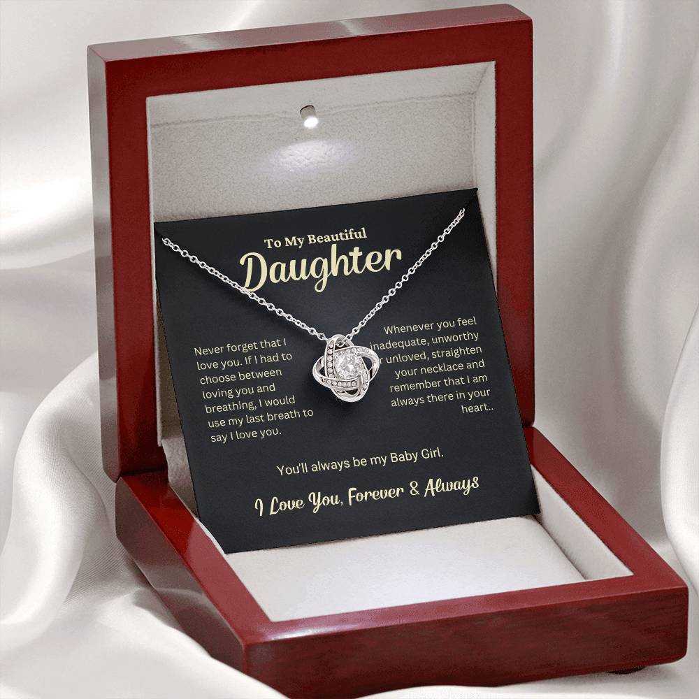 Daughter Gift "My Baby Girl" Love Knot Necklace