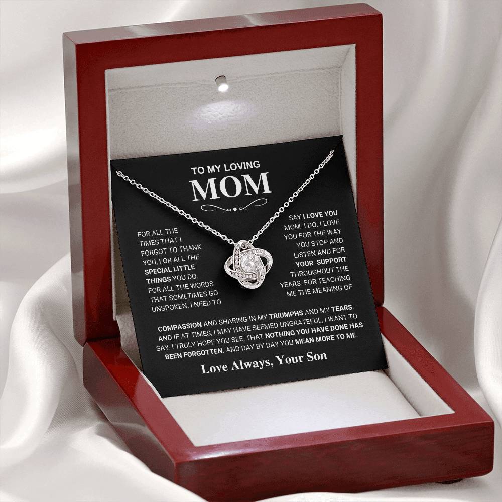 Mom Gift "You Mean More" Knot Necklace From Son