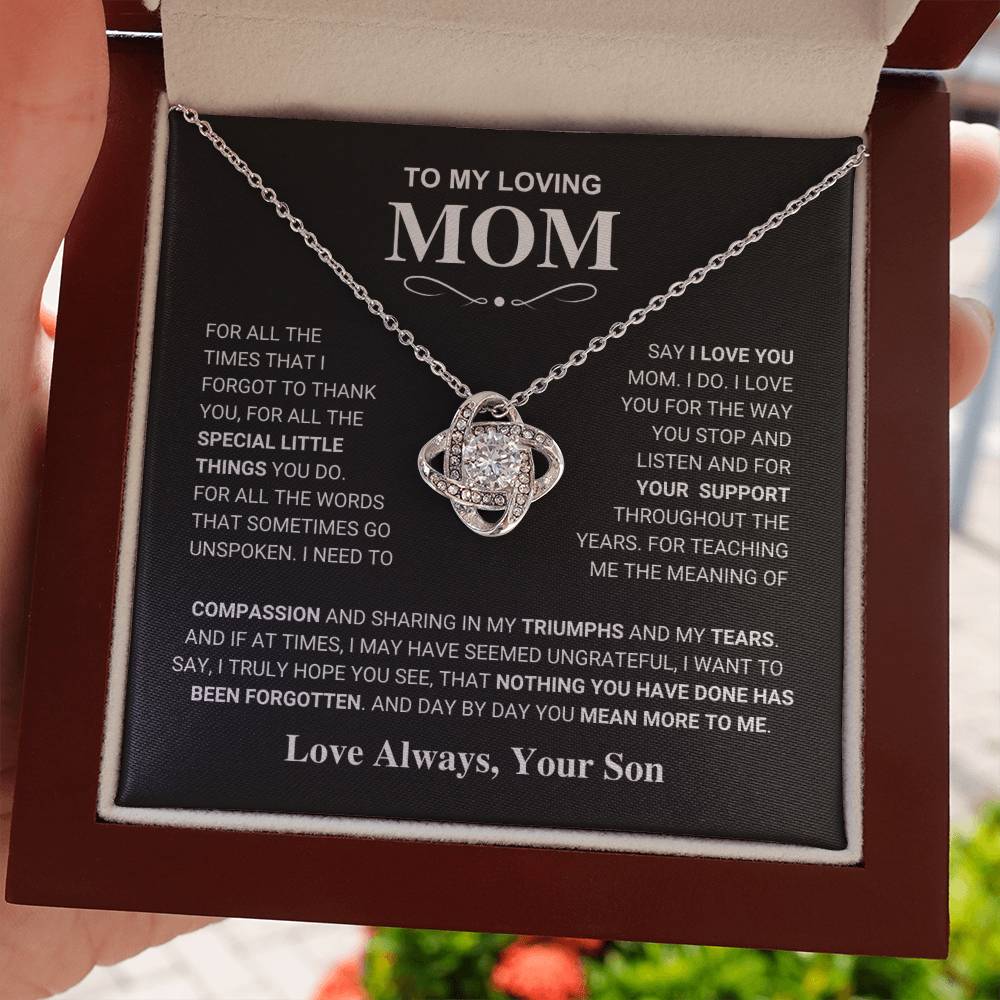 Mom Gift "You Mean More" Knot Necklace From Son