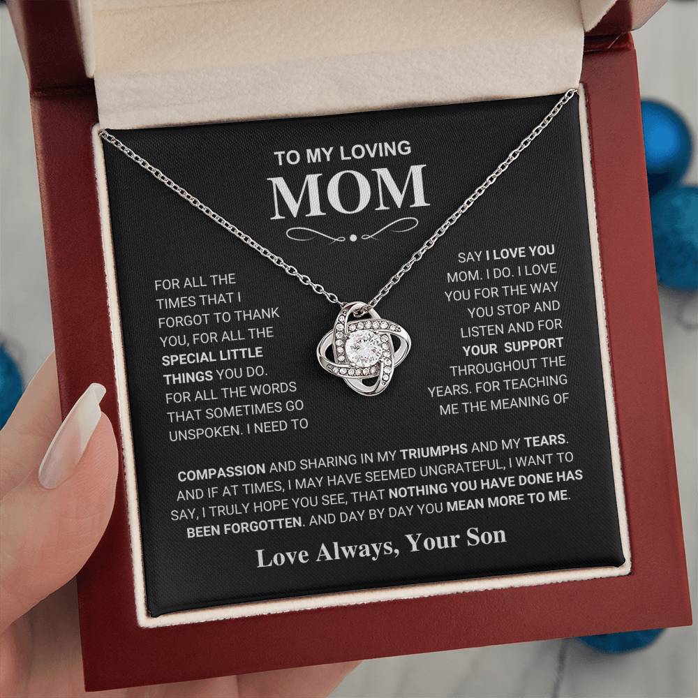 Mom Gift "You Mean More" Knot Necklace From Son