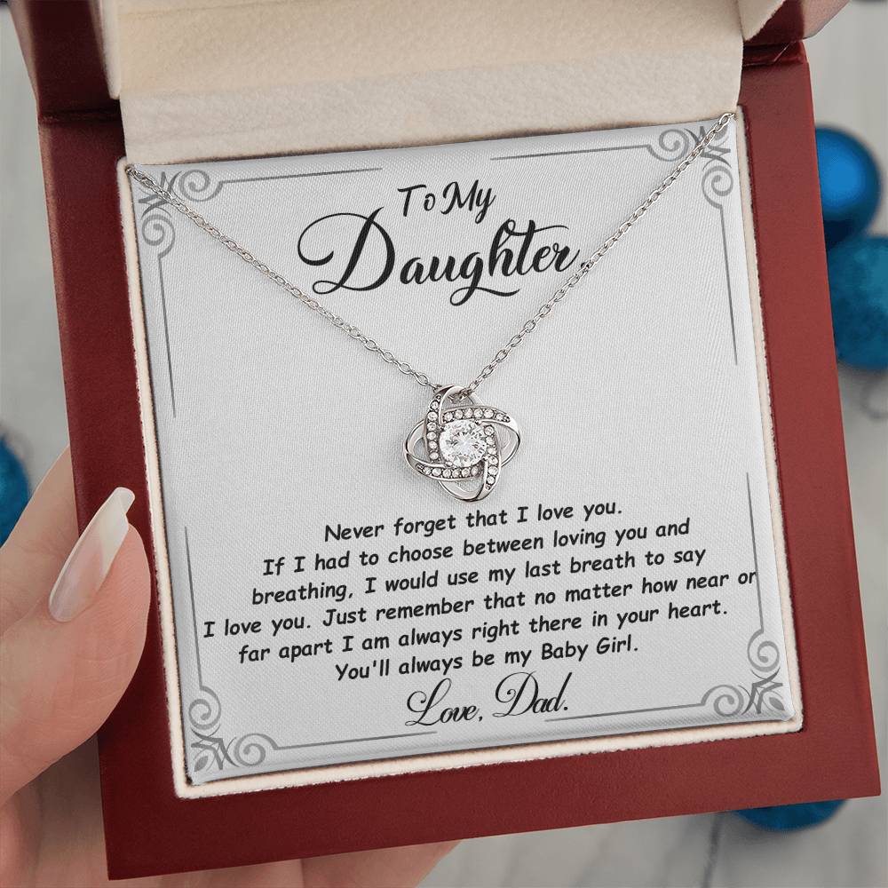 Daughter Gift "My Baby Girl" Love Knot Necklace From Dad