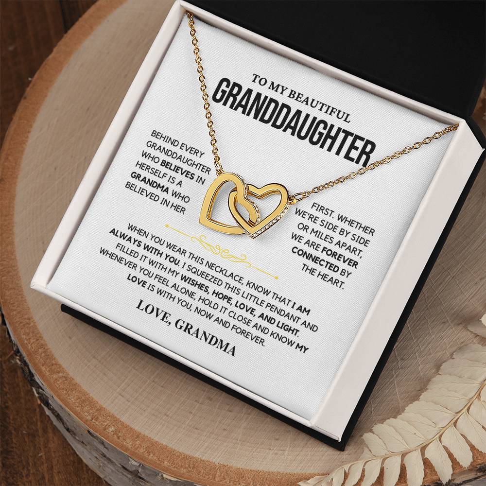 Granddaughter Gift "My Love Is With You" Interlocking Hearts Necklace From Grandma