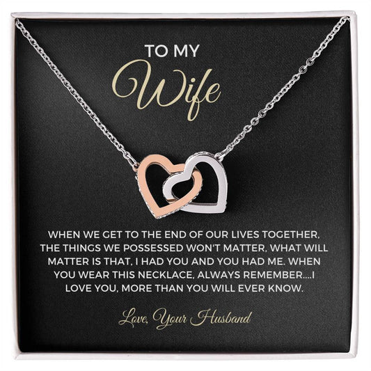 To My Wife - Interlocking Hearts Necklace