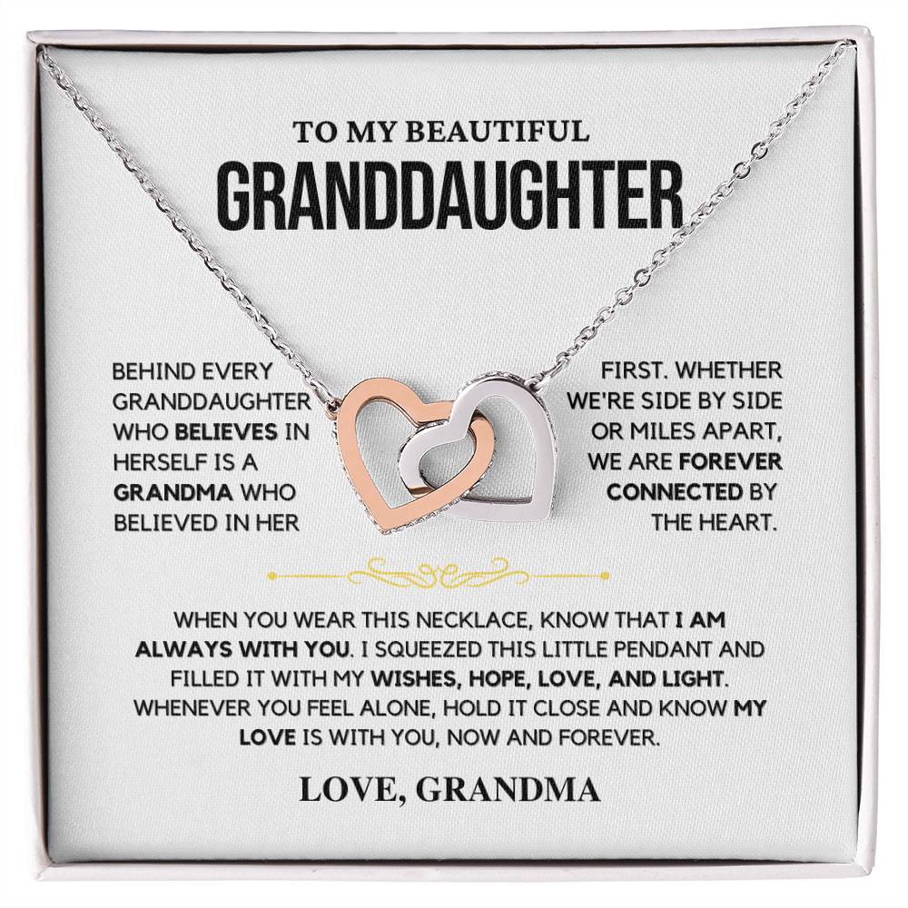 Granddaughter Gift "My Love Is With You" Interlocking Hearts Necklace From Grandma