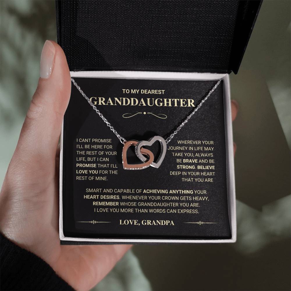 Granddaughter Gift "I Love You More" Interlocking Hearts Necklace From Grandpa