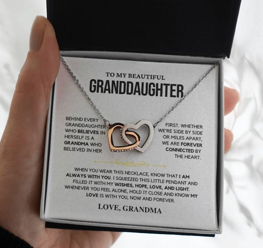 Granddaughter Gift "My Love Is With You" Interlocking Hearts Necklace From Grandma