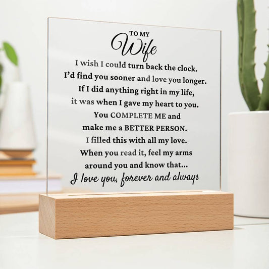 To My Wife "One wish" Acrylic Plaque