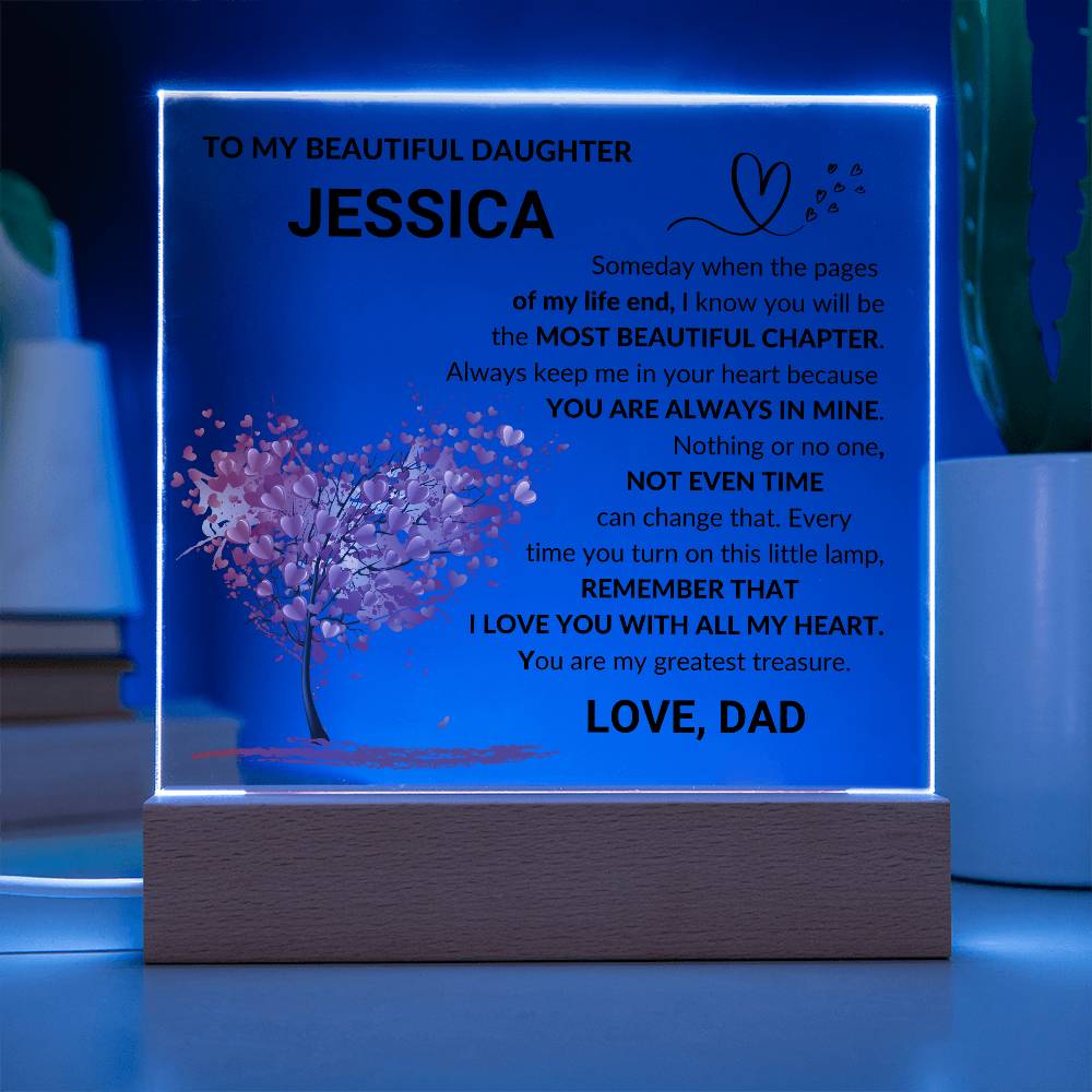 Daughter Personalized Square Acrylic with Lights