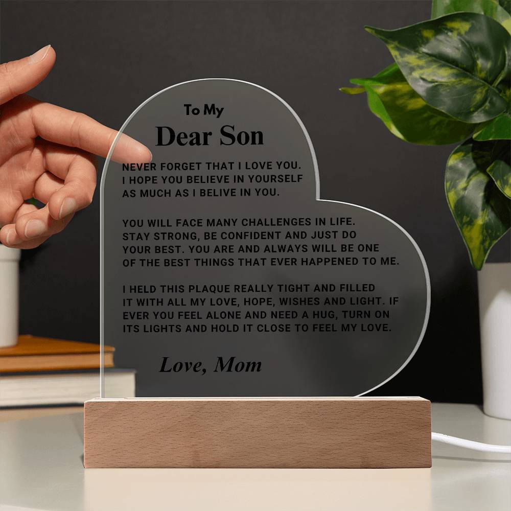 Son Gift "Best Thing" LED Heart Plaque - From Mom