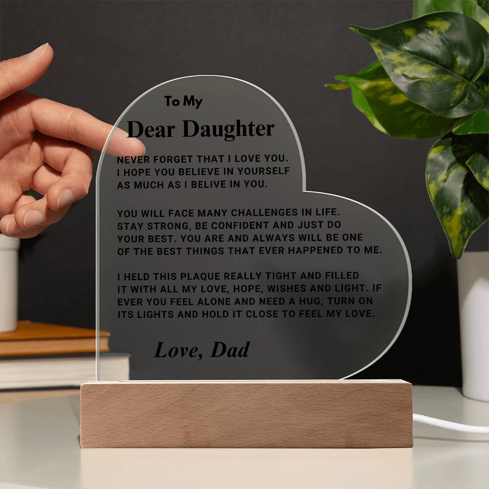 Daughter Gift "Best Thing" LED Heart Plaque - From Dad