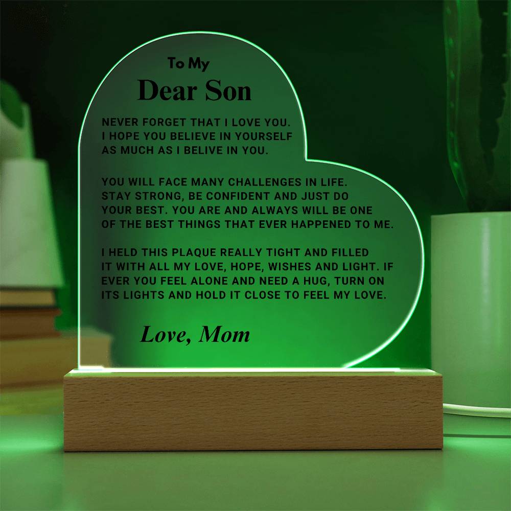 Son Gift "Best Thing" LED Heart Plaque - From Mom