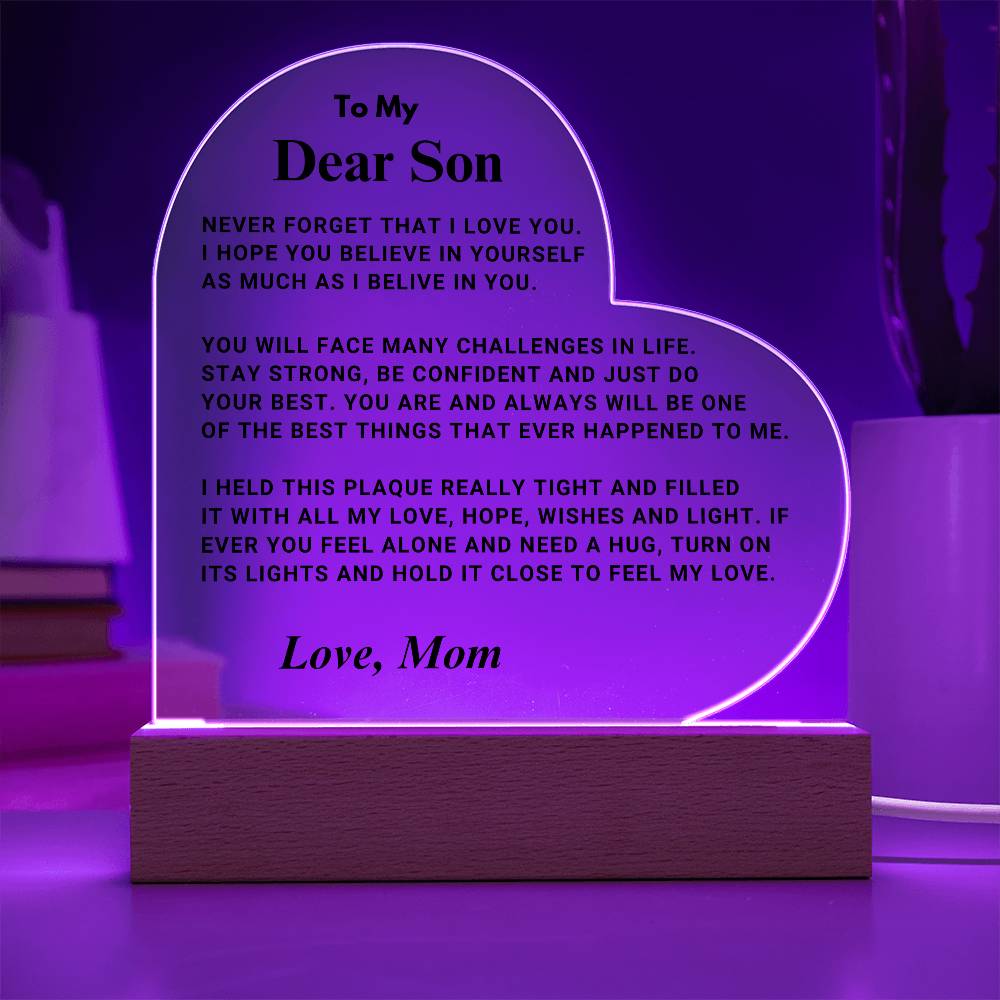 Son Gift "Best Thing" LED Heart Plaque - From Mom