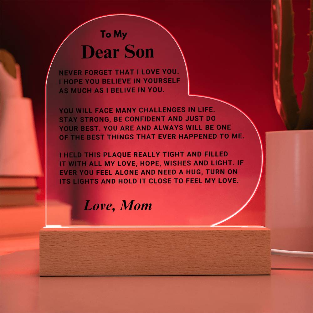 Son Gift "Best Thing" LED Heart Plaque - From Mom