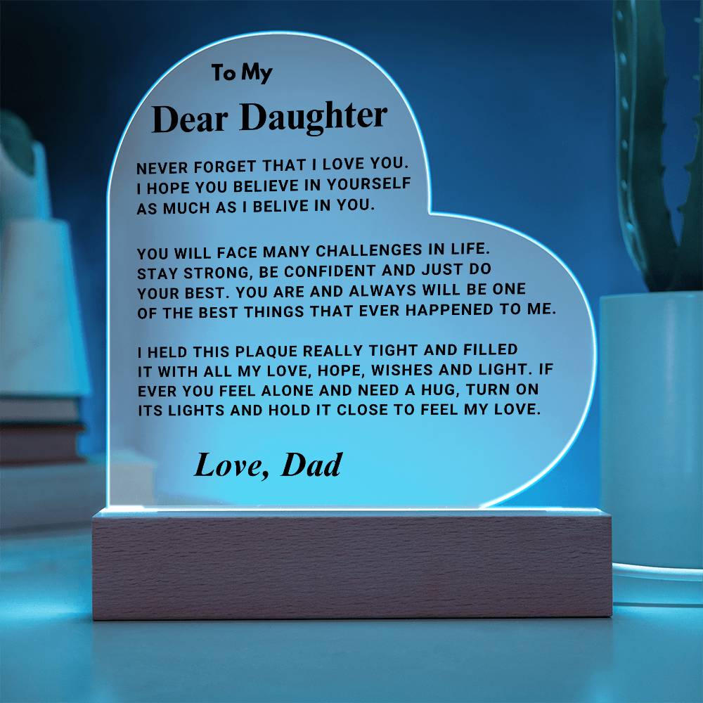 Daughter Gift "Best Thing" LED Heart Plaque - From Dad