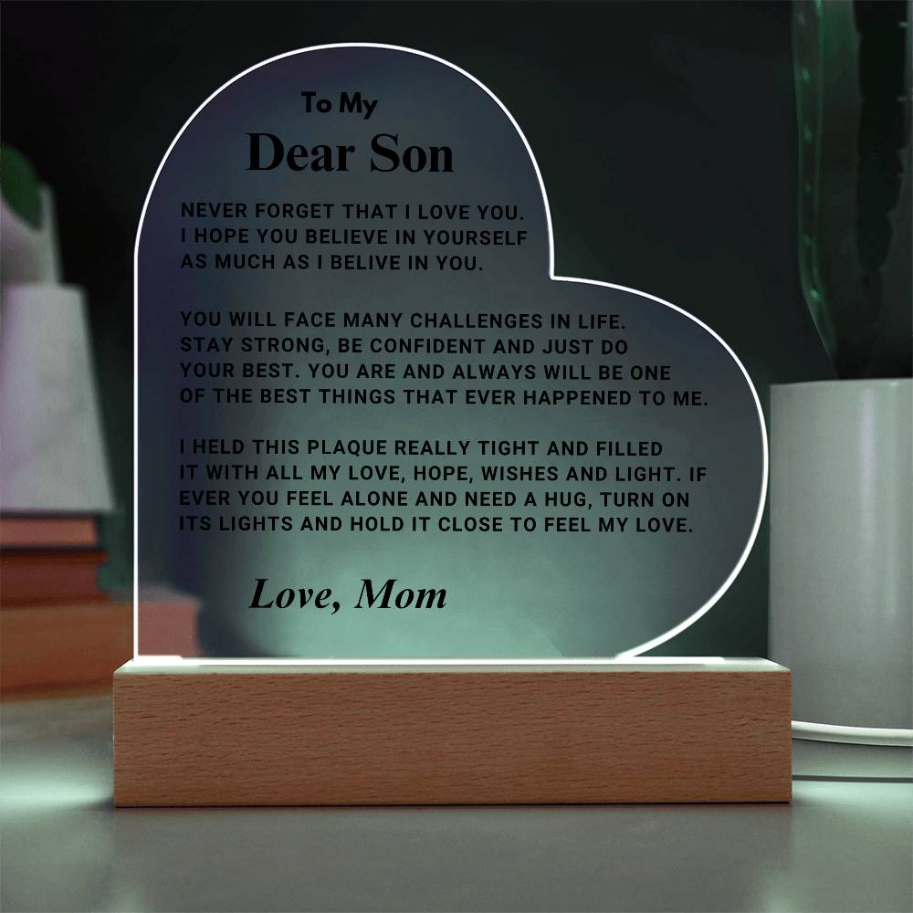 Son Gift "Best Thing" LED Heart Plaque - From Mom