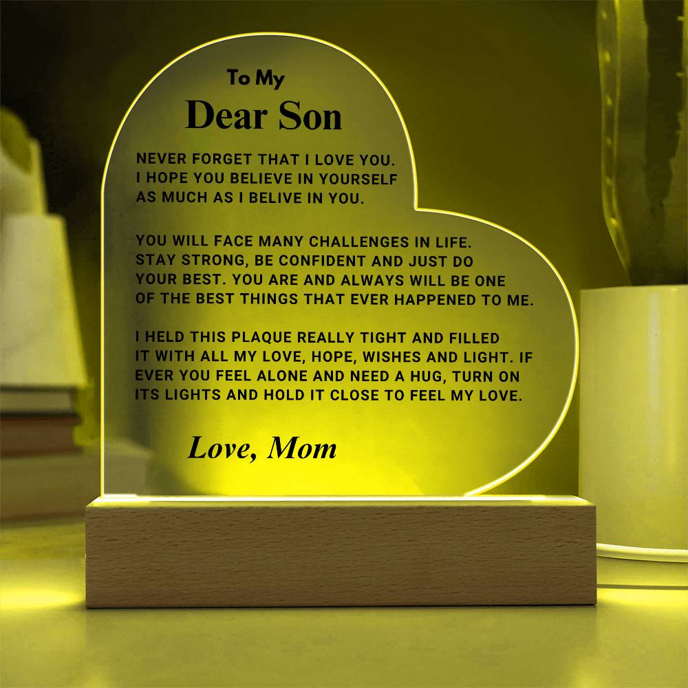 Son Gift "Best Thing" LED Heart Plaque - From Mom