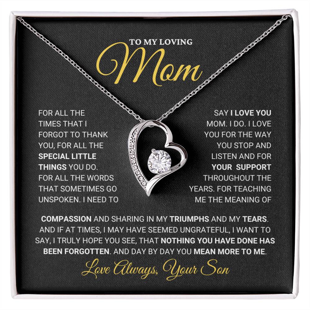 Mom Gift "You Mean More" Heart Necklace From Son