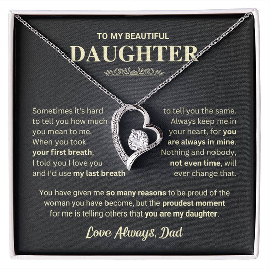 Daughter "My Last Breath" Forever Love Necklace Gift