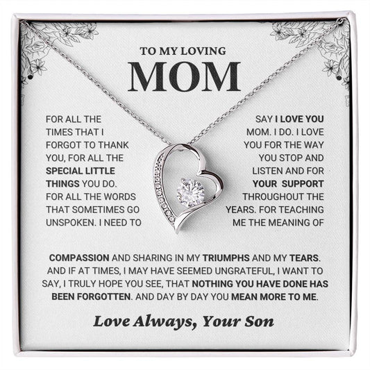 Mom Gift "You Mean More" Heart Necklace From Son