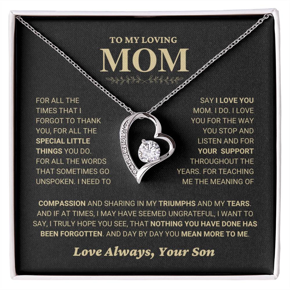 Mom Gift "You Mean More" Heart Necklace From Son