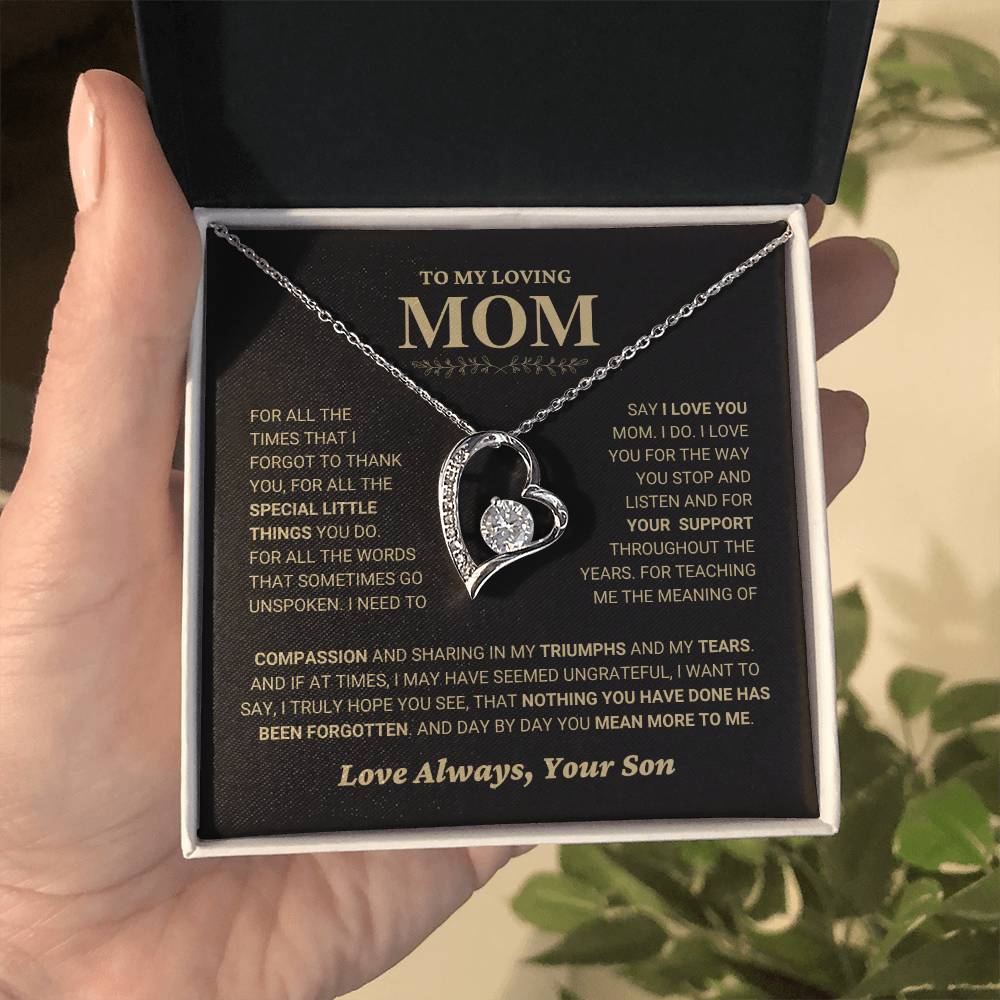 Mom Gift "You Mean More" Heart Necklace From Son