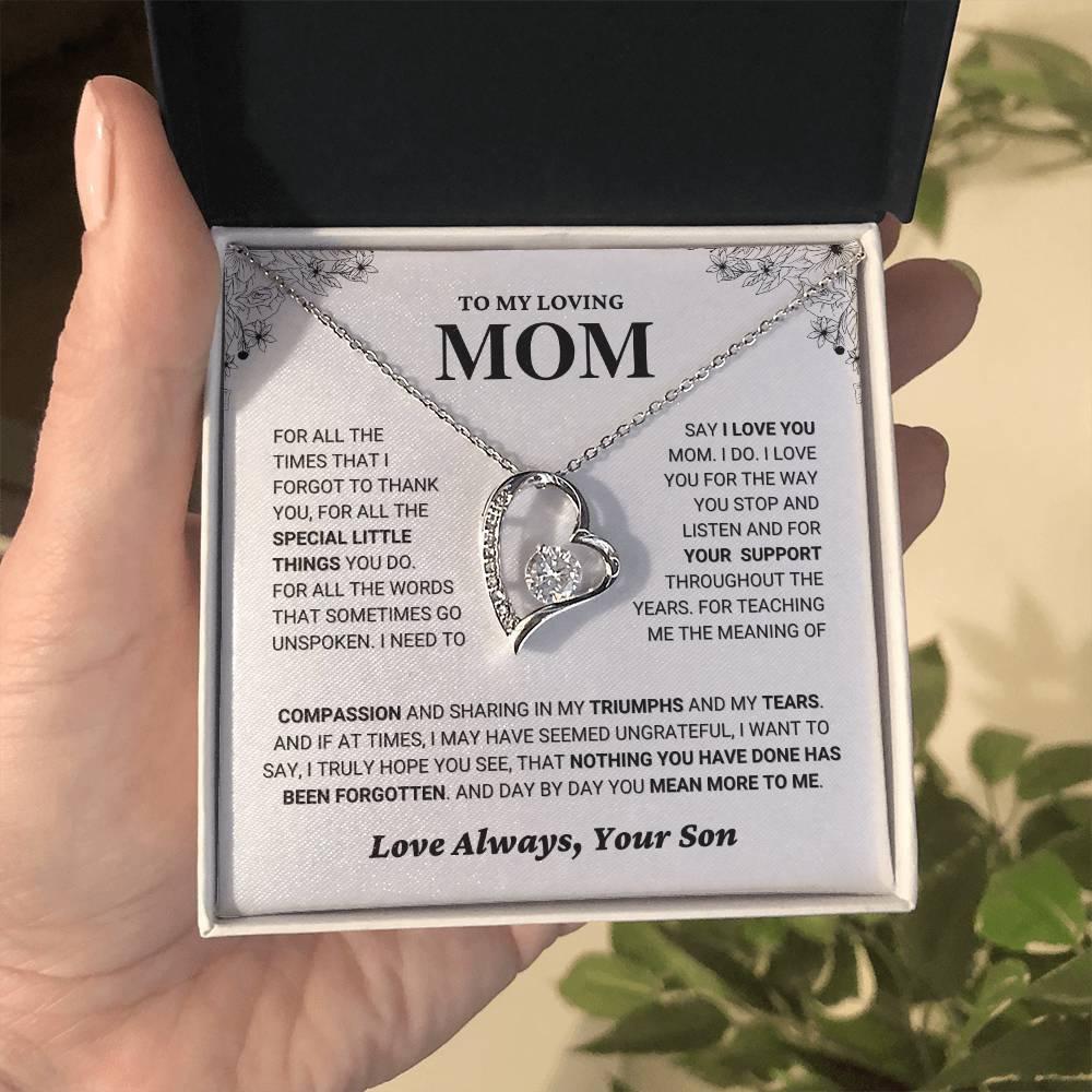 Mom Gift "You Mean More" Heart Necklace From Son