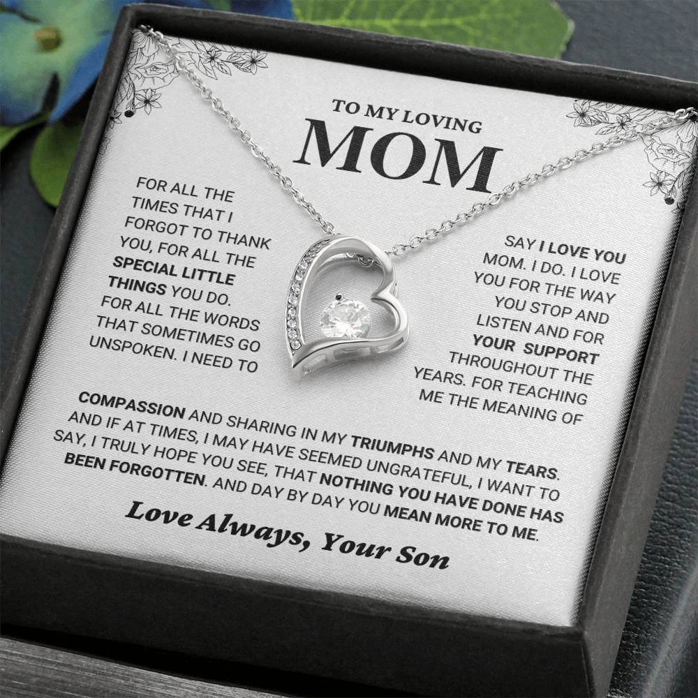 Mom Gift "You Mean More" Heart Necklace From Son