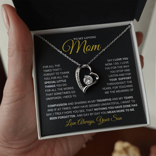 Mom Gift "You Mean More" Heart Necklace From Son