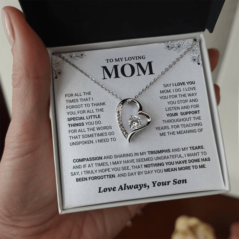 Mom Gift "You Mean More" Heart Necklace From Son