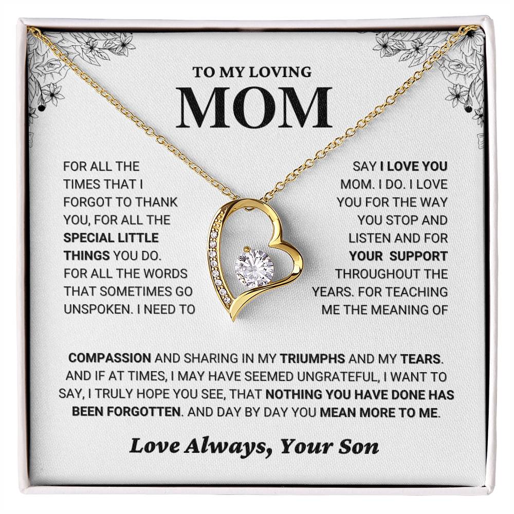 Mom Gift "You Mean More" Heart Necklace From Son