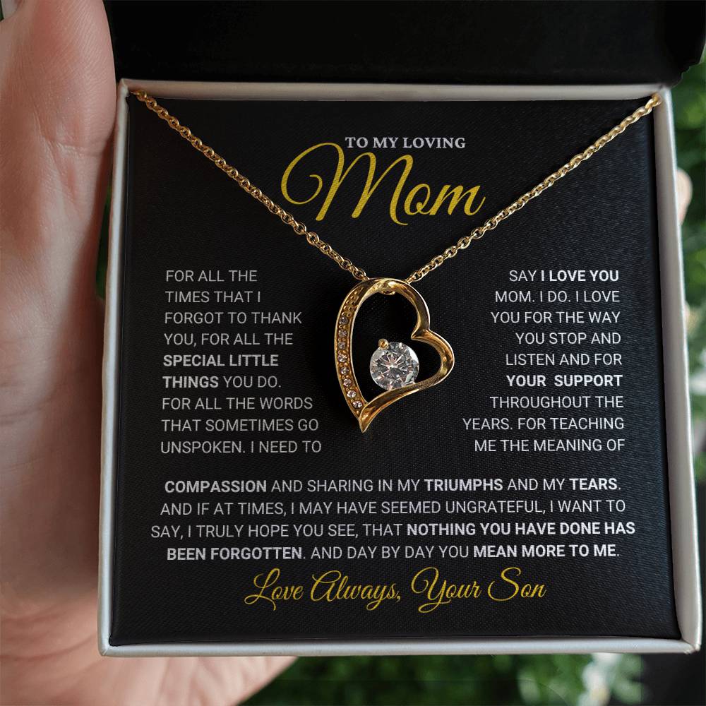 Mom Gift "You Mean More" Heart Necklace From Son