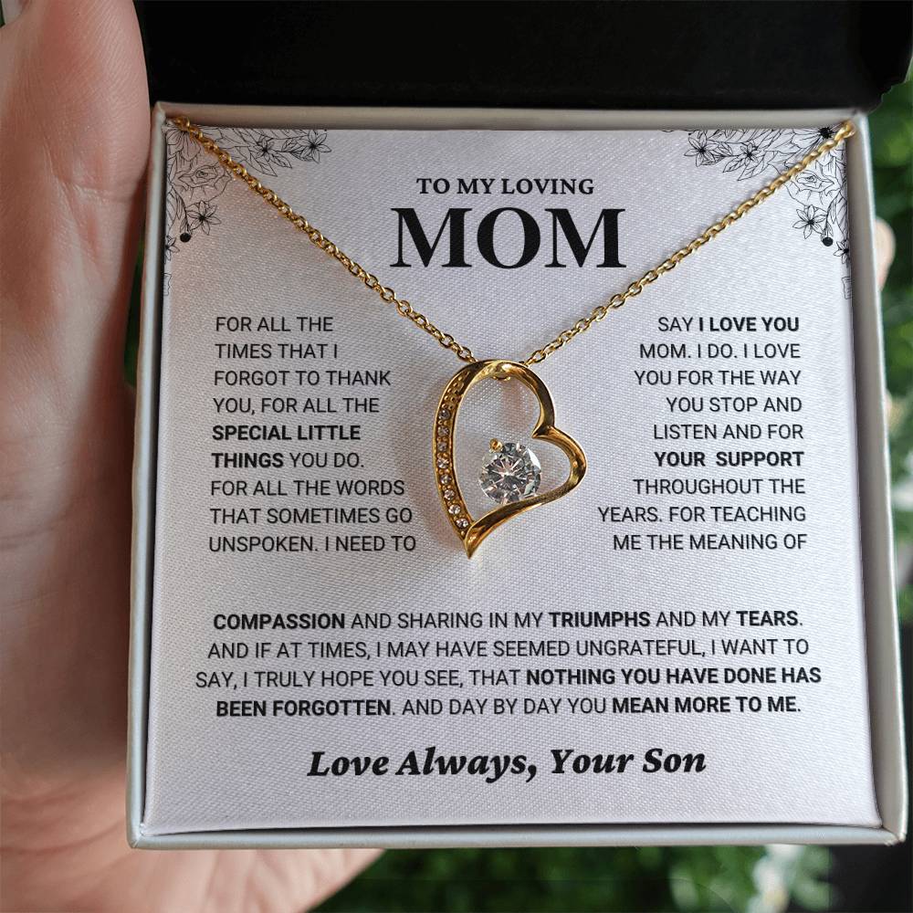 Mom Gift "You Mean More" Heart Necklace From Son