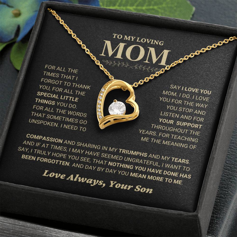 Mom Gift "You Mean More" Heart Necklace From Son