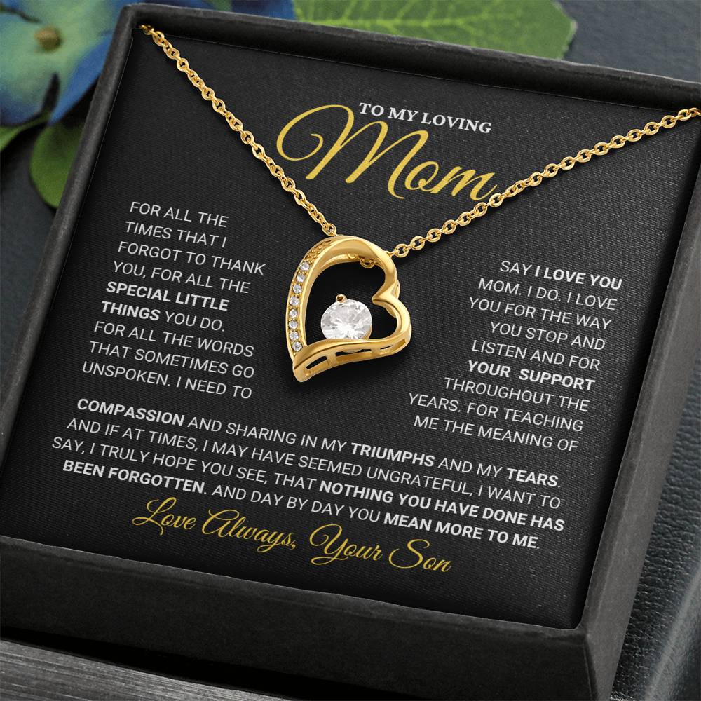 Mom Gift "You Mean More" Heart Necklace From Son