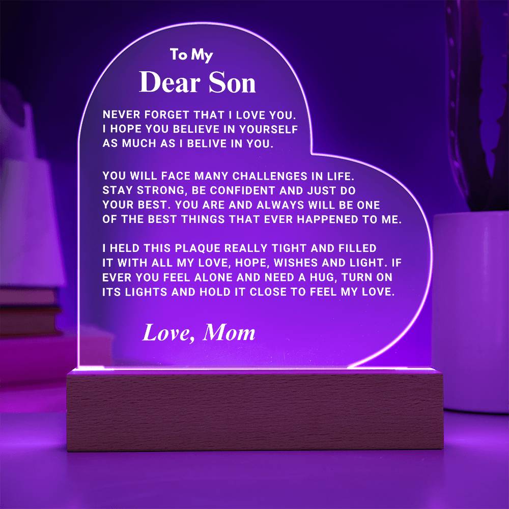 Son Gift "Best Thing" LED Heart Plaque - From Mom