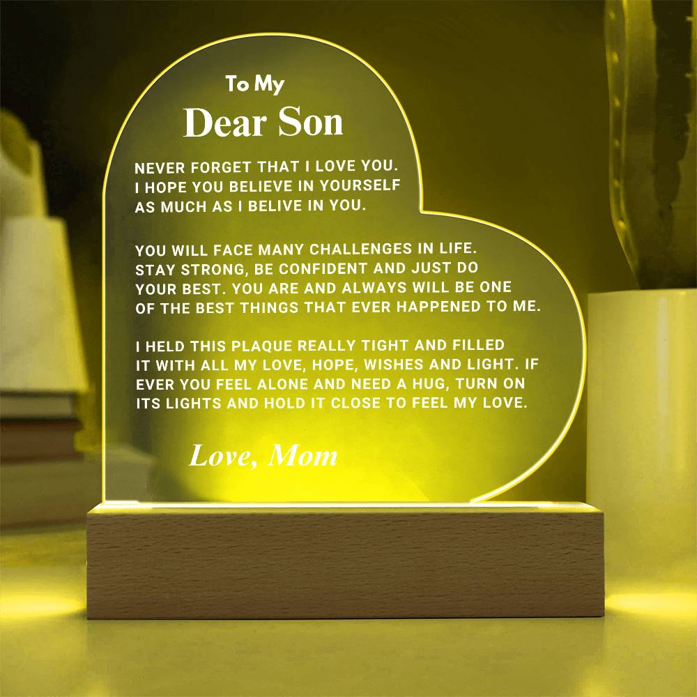 Son Gift "Best Thing" LED Heart Plaque - From Mom