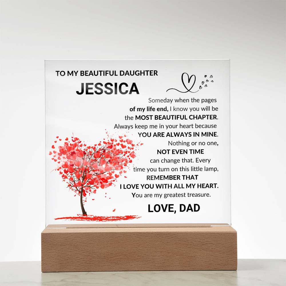 Daughter Personalized Square Acrylic with Lights