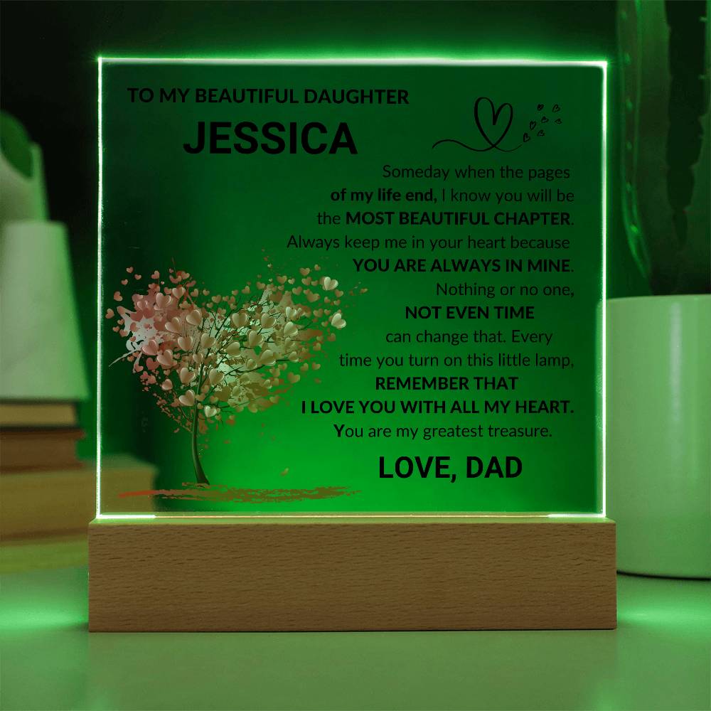 Daughter Personalized Square Acrylic with Lights