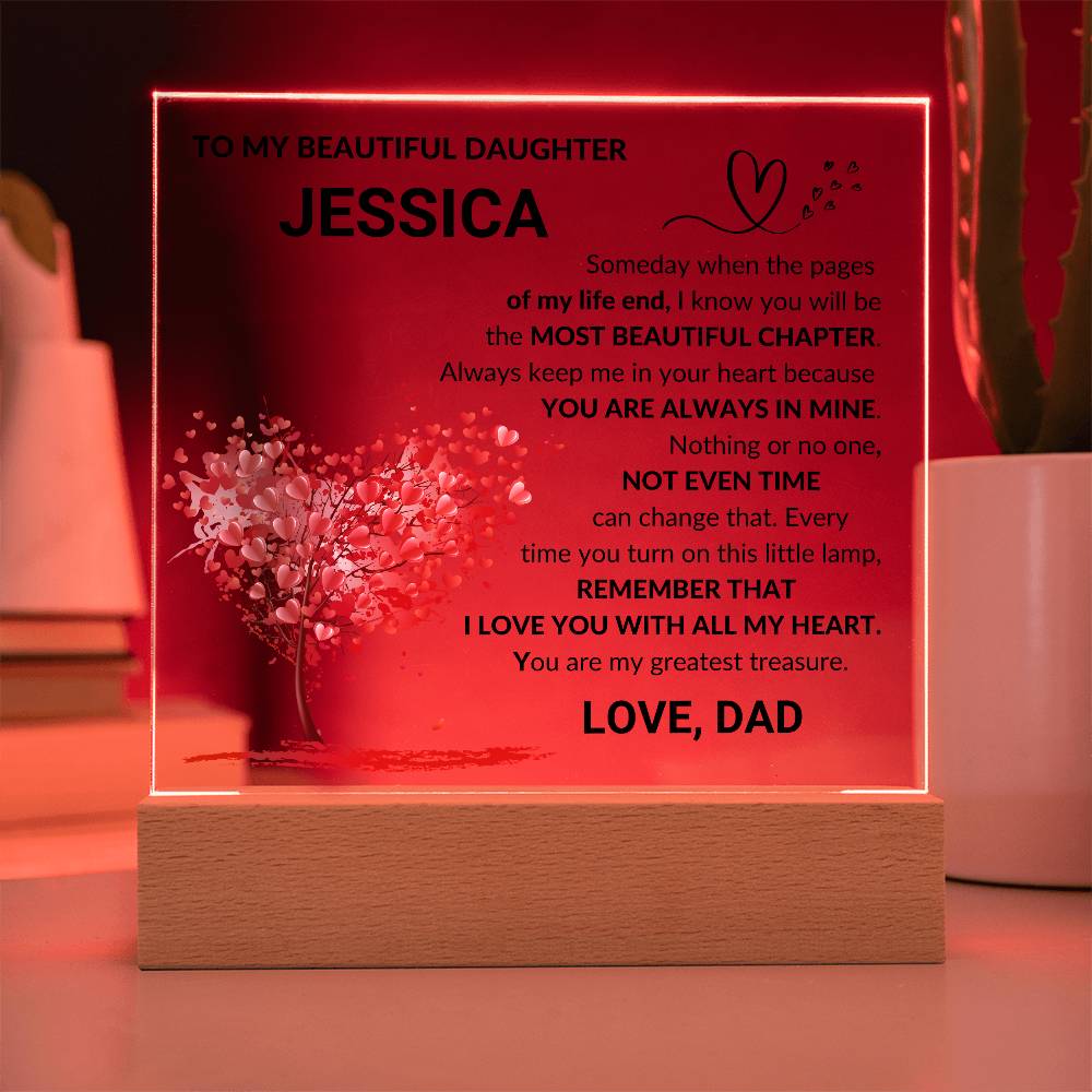 Daughter Personalized Square Acrylic with Lights