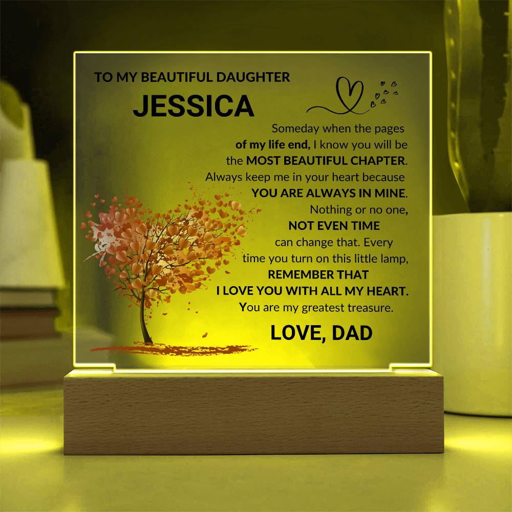 Daughter Personalized Square Acrylic with Lights