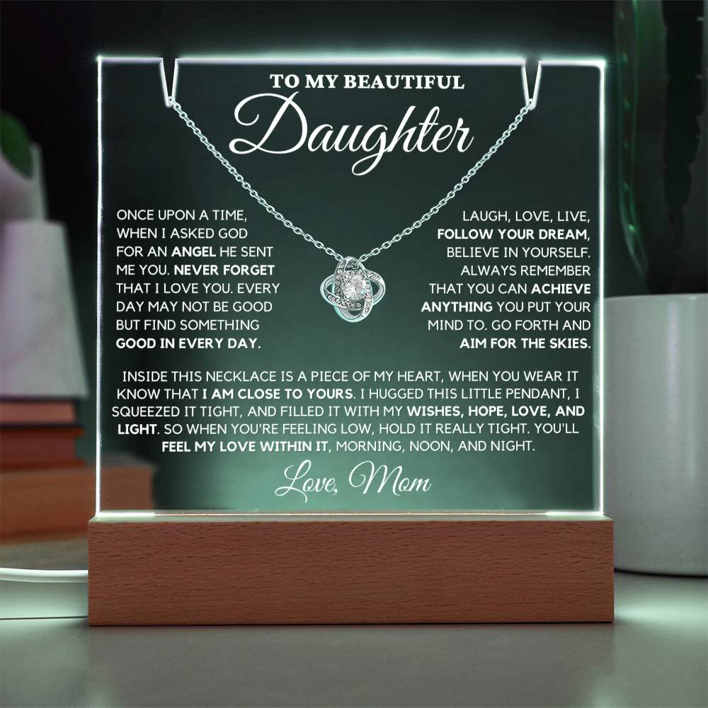 Daughter Gift "Never Forget" Keepsake Necklace Bundle From Mom