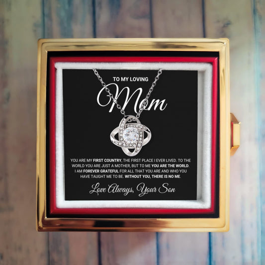 Mom "The World" Rotating Rose Necklace Gift