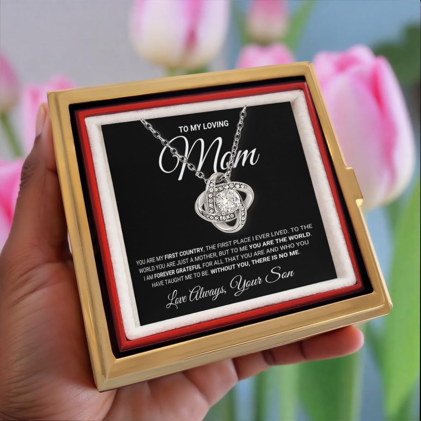 Mom "The World" Rotating Rose Necklace Gift