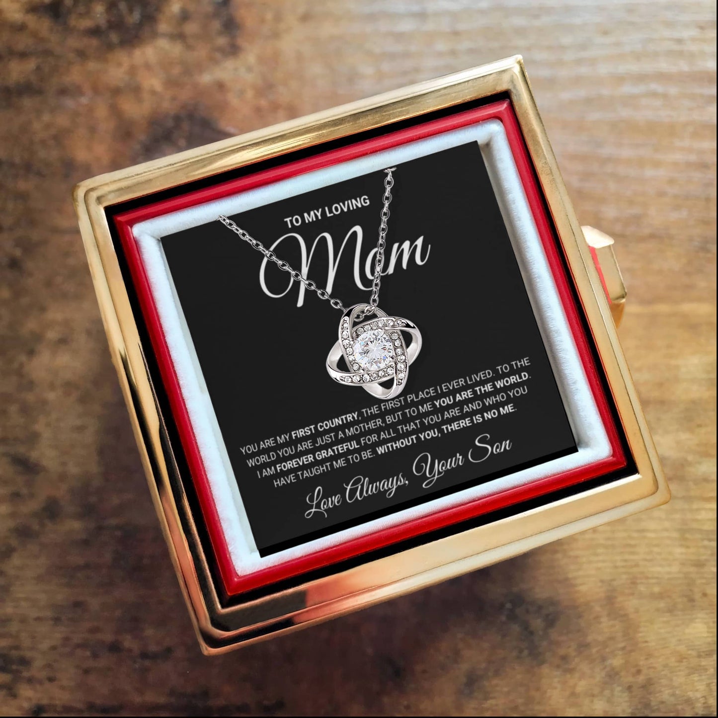 Mom "The World" Rotating Rose Necklace Gift