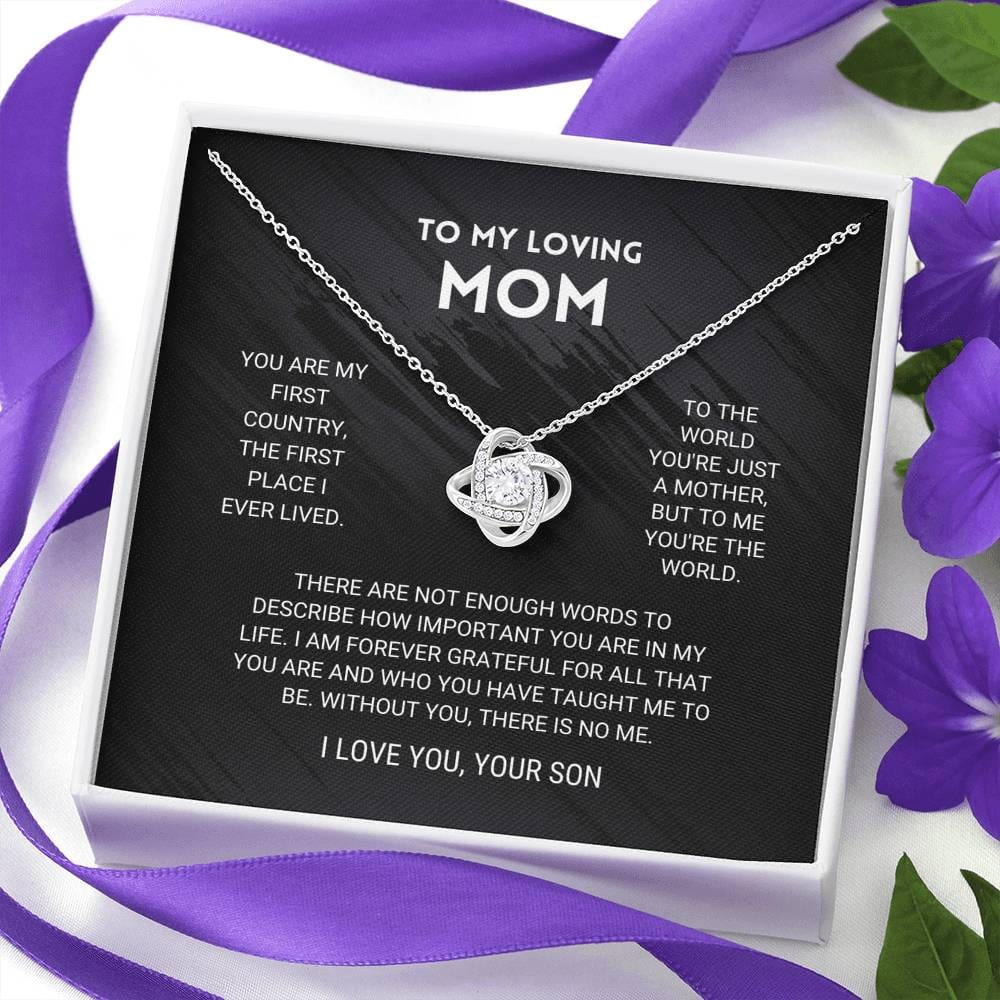 Mom - You're The World - Love Knot Necklace From Son