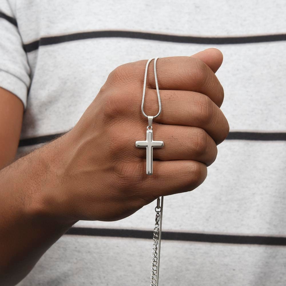 Son Gift "You Make Me Proud" Cross Necklace From Dad