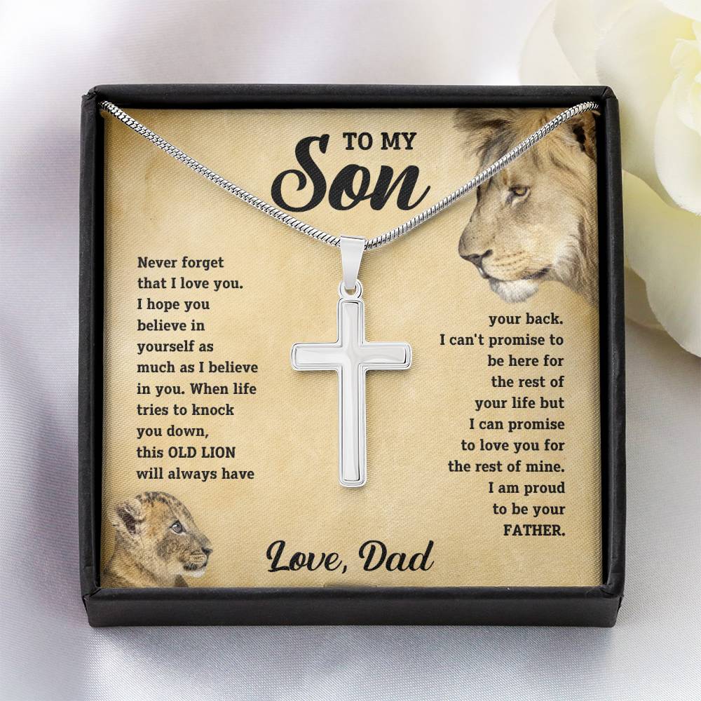 Son "Believe In Yourself" Cross Necklace From Dad