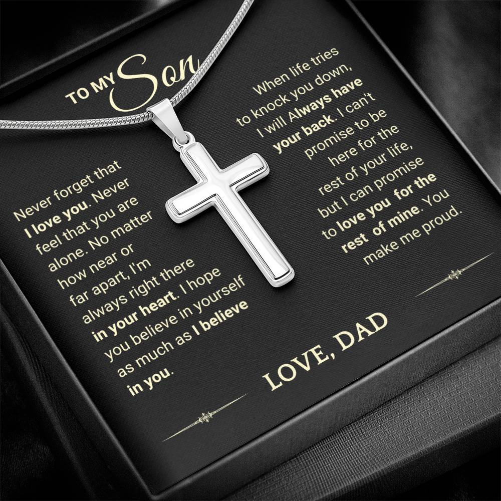 Son Gift "You Make Me Proud" Cross Necklace From Dad