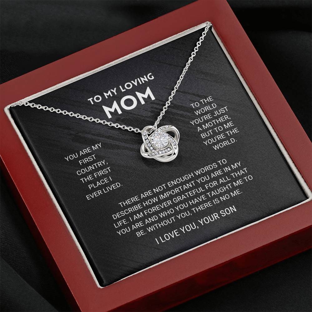 Mom - You're The World - Love Knot Necklace From Son